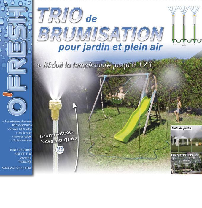 Sistema de nebulização para jardins externos de grande porte O'FRESH (3 unidades) - Terraço, Estufa, Pérgola - Nebulização externa com altura ajustável