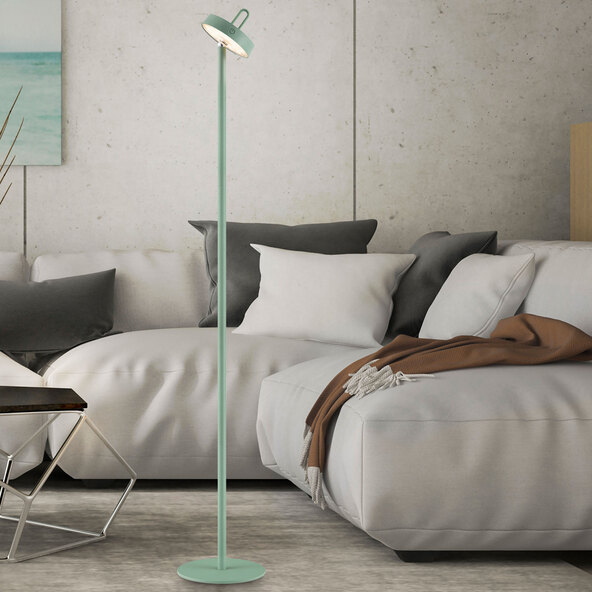 Moda LED rechargeable floor lamp with magnetic head, green