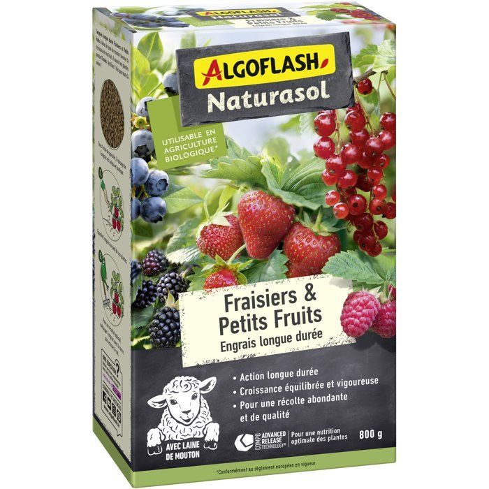 Engrais fraisiers et petits fruits - ALGOFLASH NATURASOL - Longue durée - 800 g - UAB