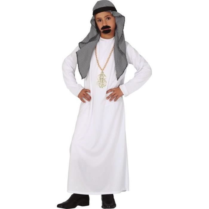 Costume Cheikh Garçon - FIESTAS GUIRCA - Blanc - Taille 116 - Robe et Couvre-Chef