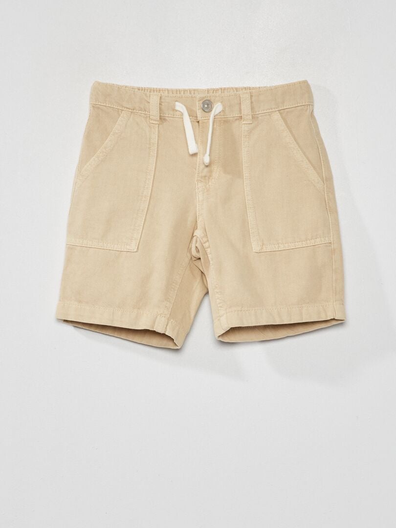 Bermuda vaquera con cintura elástica - beige