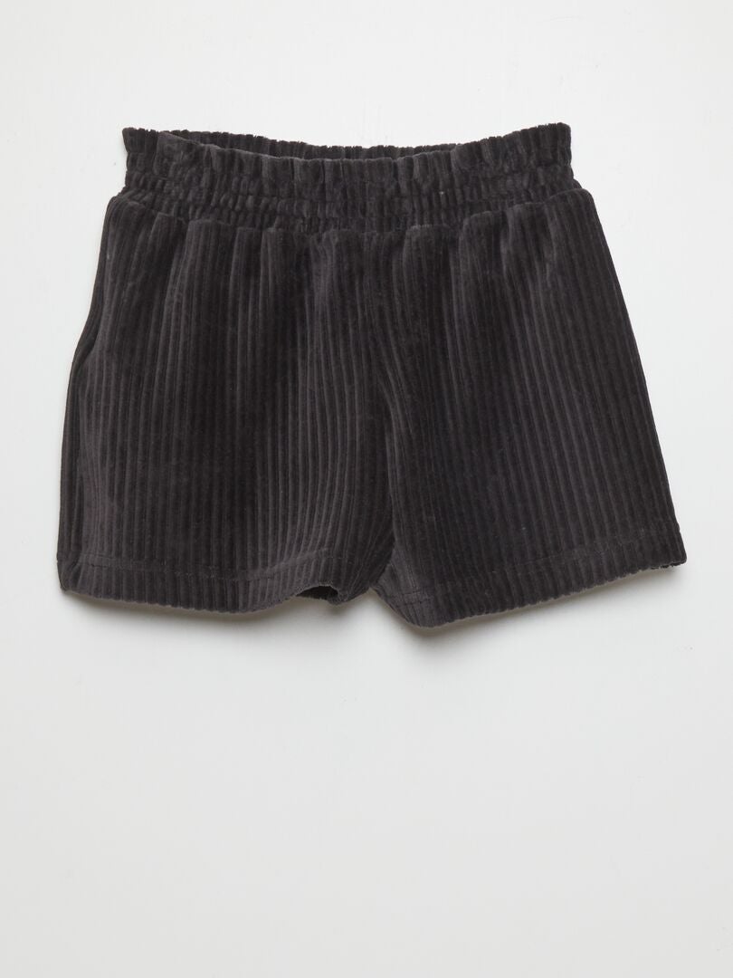 Fluweel gebreide shorts - ZWART