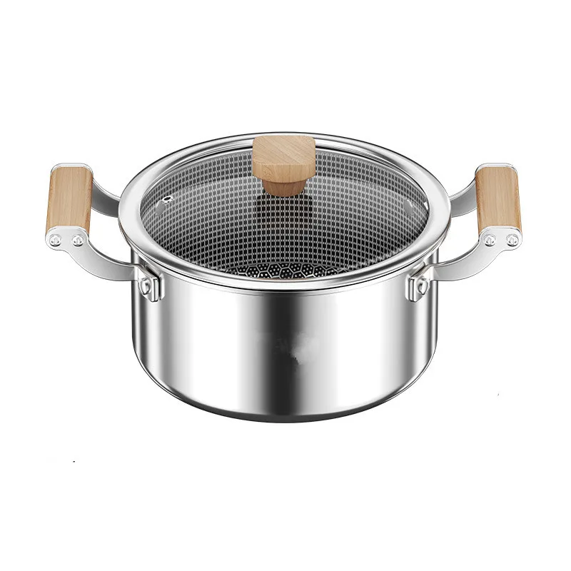 Marmite universelle en acier inoxydable 316L, revêtement antiadhésif alvéolé, couvercle inclus, compatible avec les plaques à induction et à gaz.