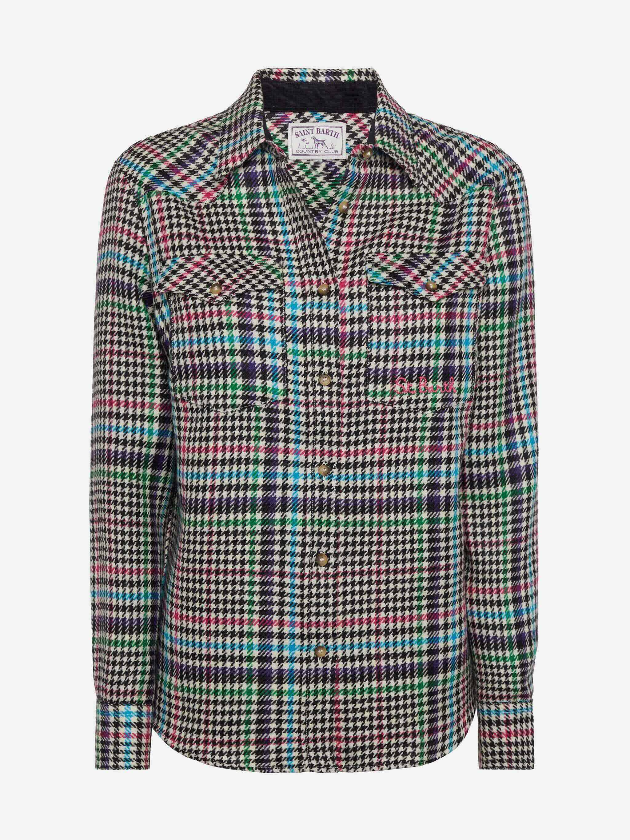 Camisa de lana de ciervo con estampado Príncipe de Gales
