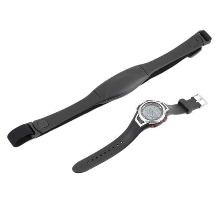 Orologio sportivo wireless con fascia toracica, cardiofrequenzimetro impermeabile fino a 3 metri, nero