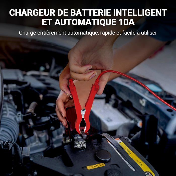 Cargador de baterías AIMOONSA - 10A 12V - Compatible con LiFePO4/GEL/AGM - Pantalla LCD y modo de reparación