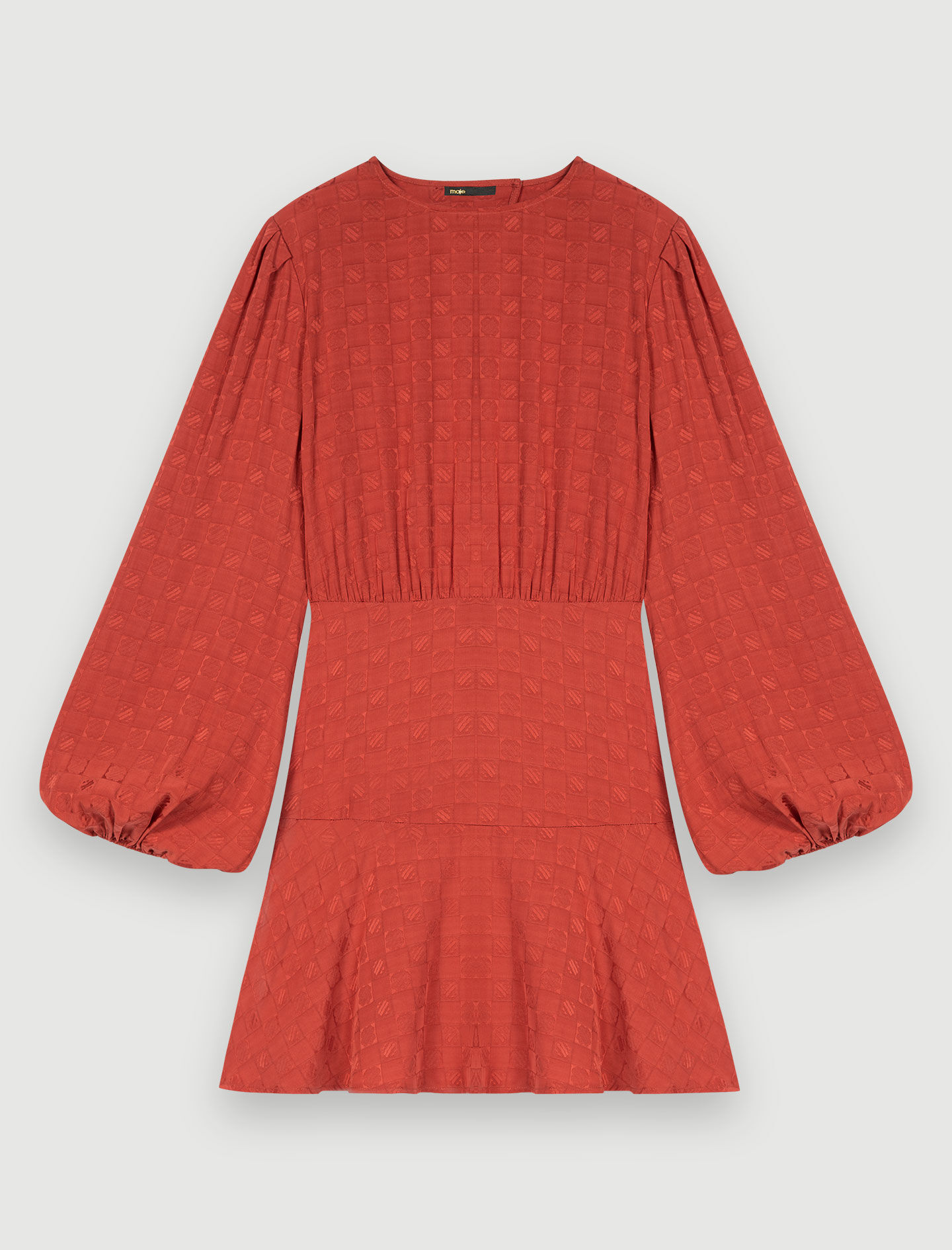 Clover Maje Viscose Jacquard Jurk - Rood