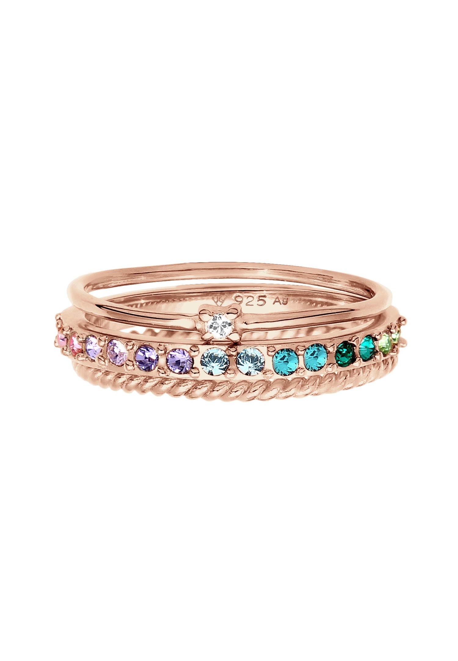 Elli Femmes Set Multi-Color étincelant avec cristaux Multicolore en argent sterling 925 plaqué or