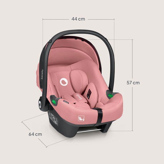Silla de coche LIONELO Astrid i-Size 40-87 cm - Portabebés - Homologada por ADAC - Ligera - 0-13 kg - Grupo 0+ - Rosa