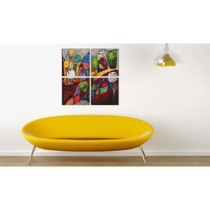 Children's Multicolored City Painting 80x80 cm - Decorative Picture