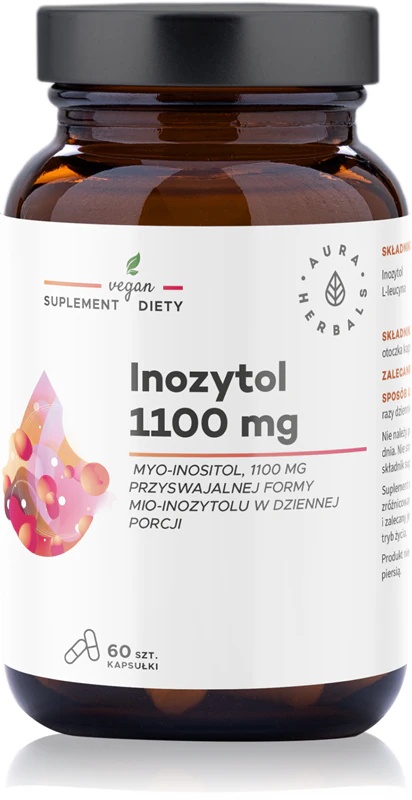 „Aura Herbals“ inozitolio 1100 mg maisto papildo kapsulės sveikai hormonų veiklai
