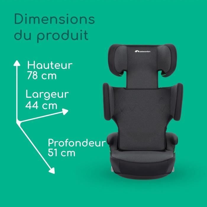 Seggiolino auto BEBECONFORT ROAD FIX i-Size, Gruppo 2/3, Isofix, rialzo, da 3,5 a 10/12 anni, 100-150 cm, 15-36 kg, nero fumé