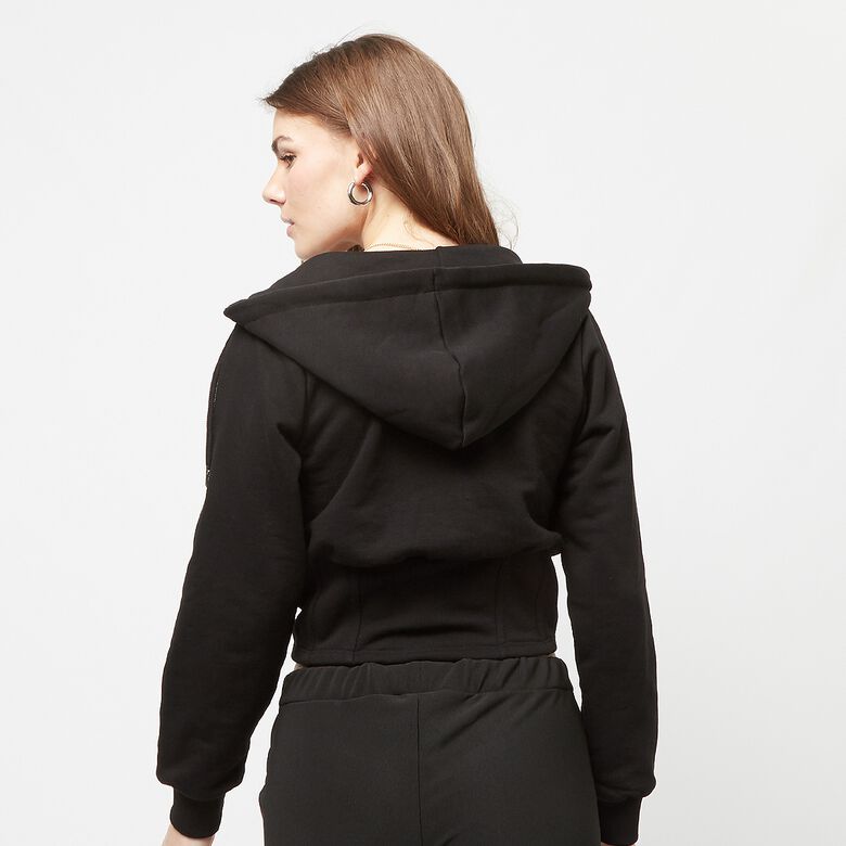 Felpa con cappuccio a corsetto nera
