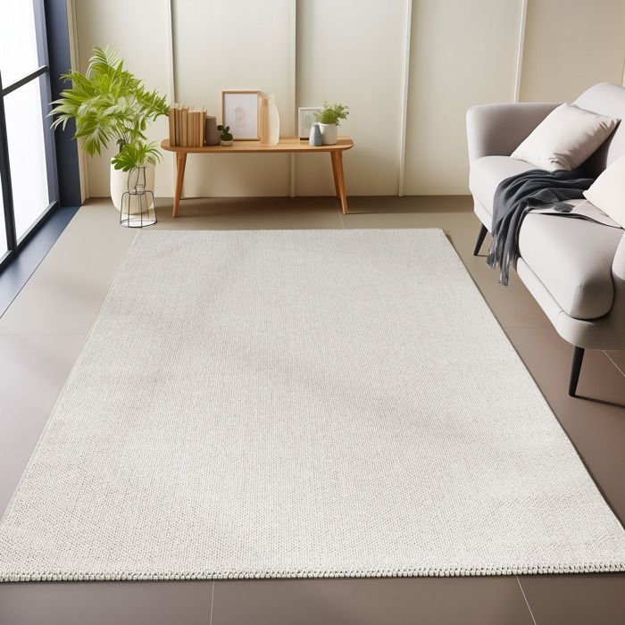 Carpetsale24 Crèmekleurig vloerkleed voor de woonkamer 240x340 cm Modern effen vloerkleed met gemengde lussen Onderhoudsvriendelijk Decoratief vloerkleed Zacht