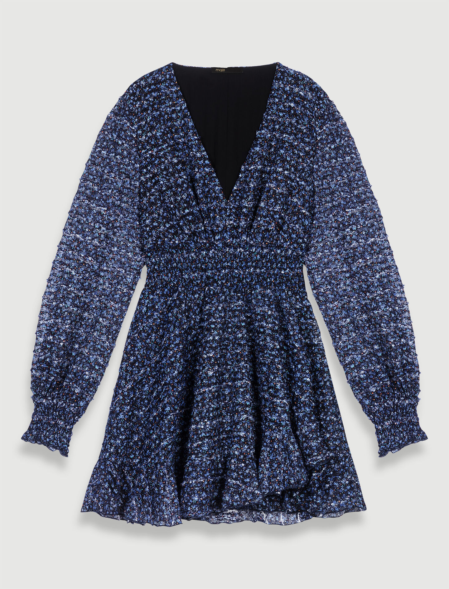 Sprankelende jurk met ruches - Blauw