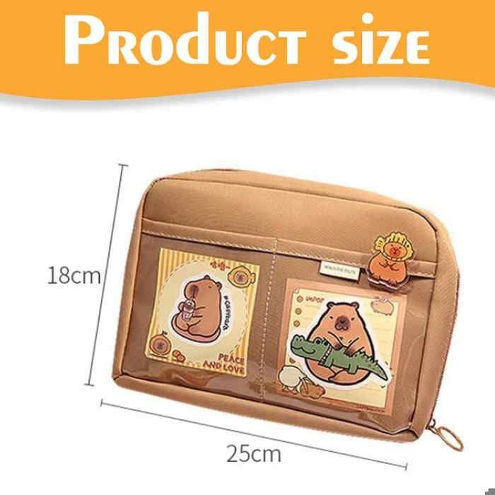 Set de papelería Capybara - Estuche para lápices estético - Compartimentos prácticos - Bolígrafos incluidos - Duradero