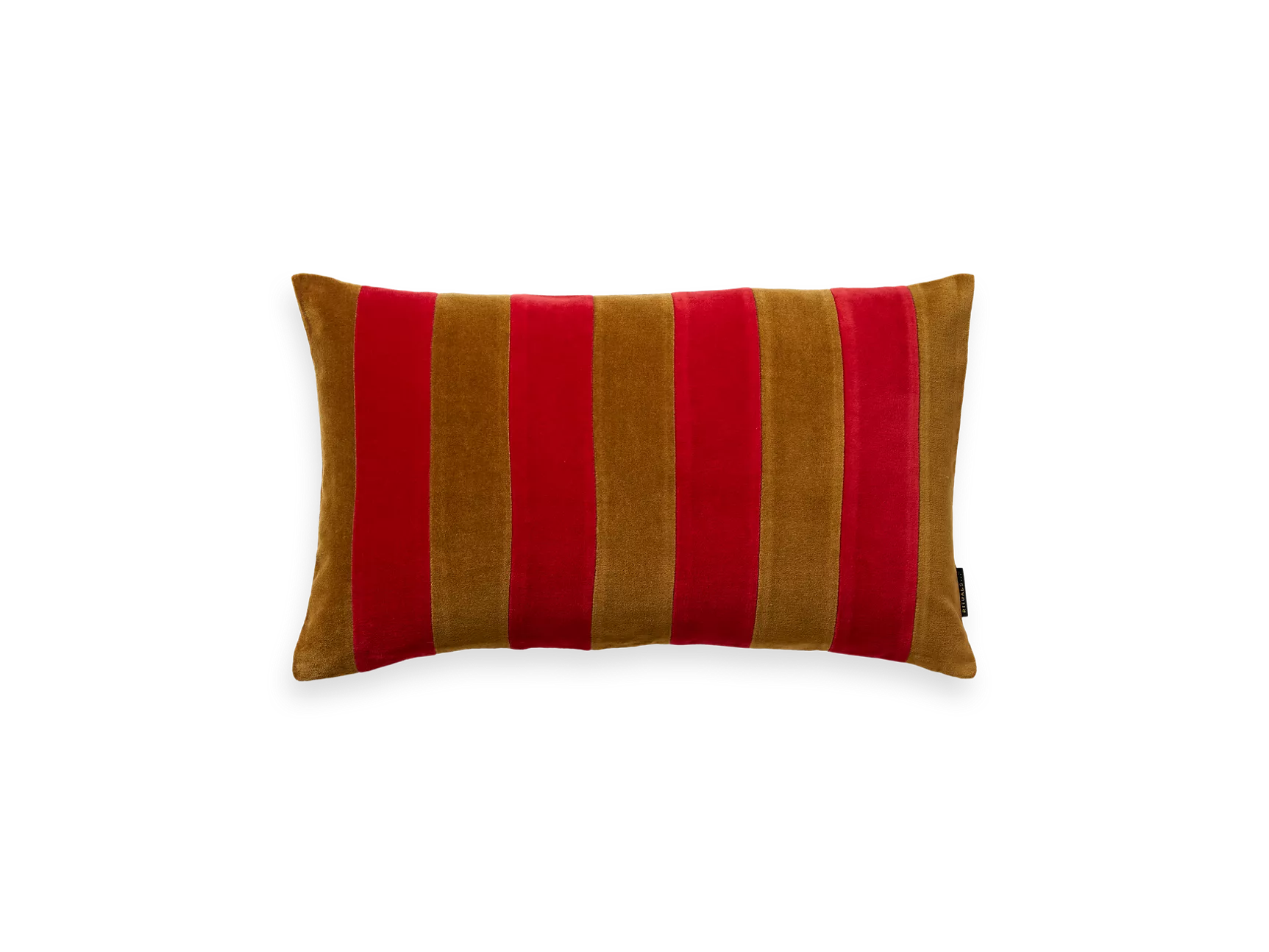 Funda de cojín de terciopelo con rayas rojas, 50 x 30 cm.