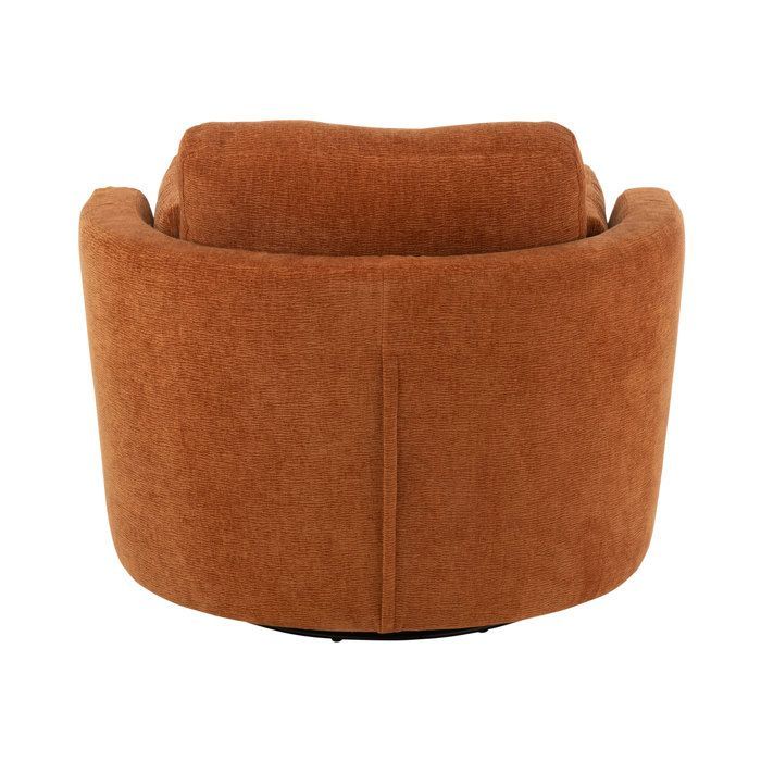Round swivel armchair 109x100x89 cm in rust-colored fabric