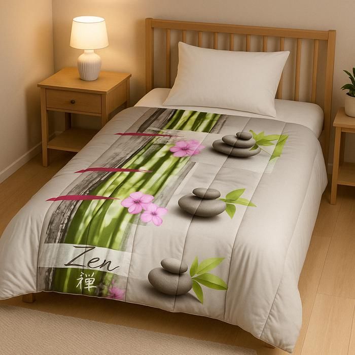 Edredón ligero estampado Zen - MORTREUX - Tamaño individual - Edición especial de verano - 200 g/m² - 140 x 200 cm