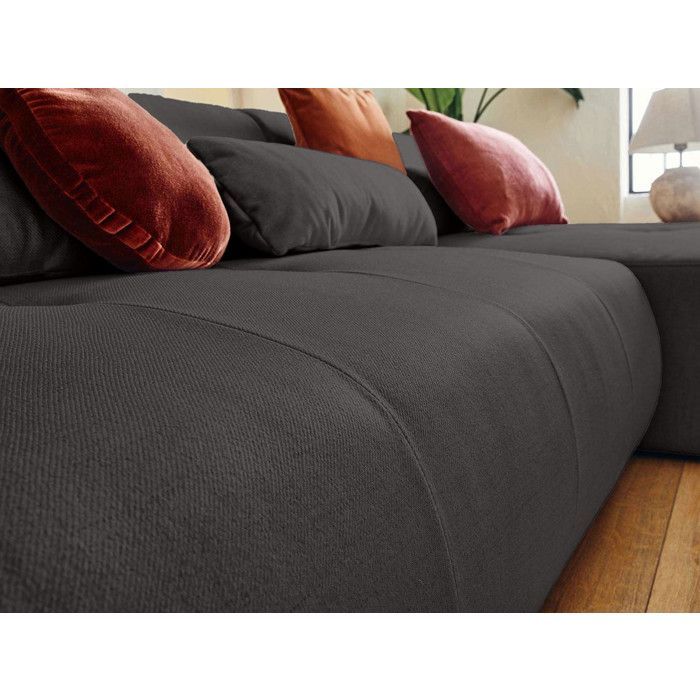 Onyx - canapé modulable panoramique d'angle droit 7 places - en tissu - Gris foncé