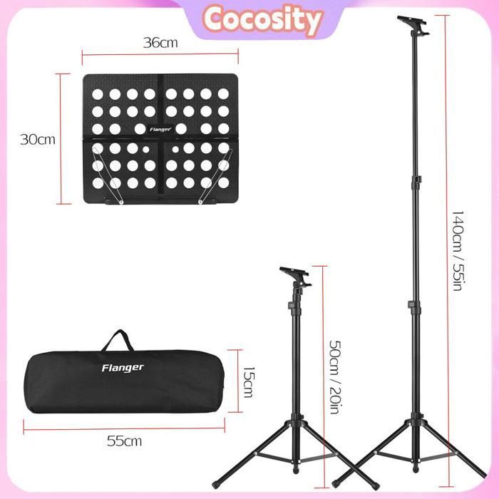 Treppiede per spartiti musicali Cocosity, per musicisti e strumenti a tastiera, colore nero.