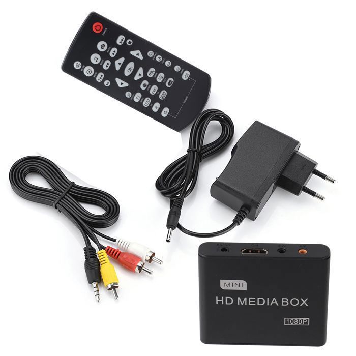 Mini Full HD 1080P Multimedia Player: 110-240V, USB/MMC/RMVB/MP3 Compatible (EU Plug)