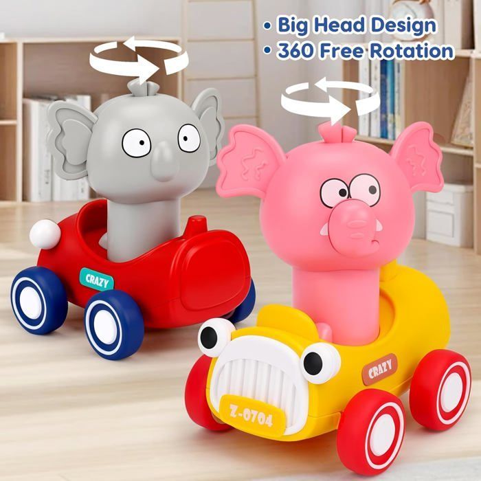 Coches de juguete, 4 vehículos de juguete de fricción para niños y niñas de 1, 2 y 3 años.