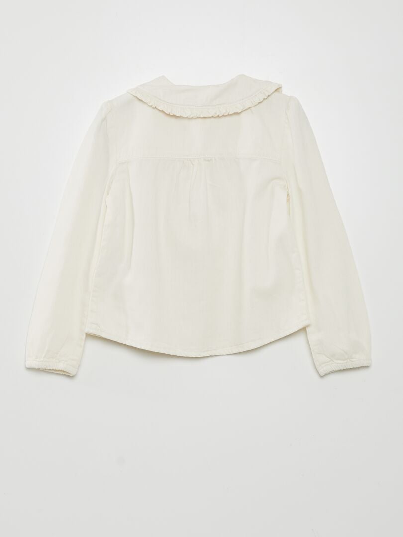 Blouse met Claudine-kraag - WIT