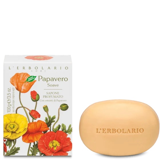 L'ERBOLARIO L'Erbolario Papavero Soave Savon Parfumé 100 g Nettoyant solide mains et corps
