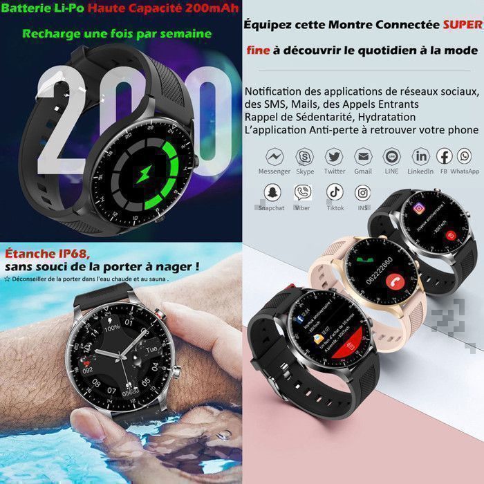 XTRADITECH Women's Smartwatch, Extra Thin 9mm Thick, Round Alloy 1.3