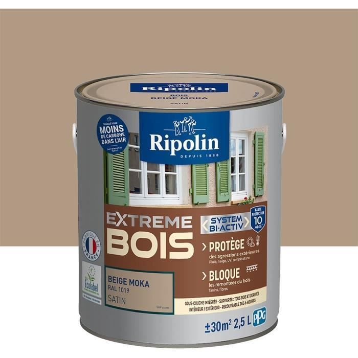 Pintura para Madera Extreme - Beige Moca RAL 1019 Satinado - RIPOLIN - 2,5 L