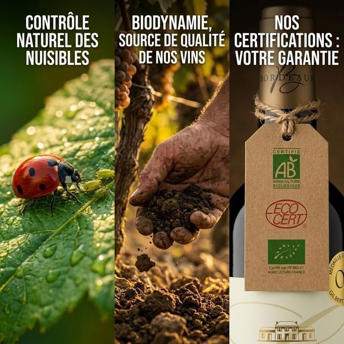 Château Chavrignac – Grand Vin Rouge de Bordeaux AOC Bio – Médaillé Or – Biodynamique – Cuvée 2023 – Merlot – 6 Bouteilles