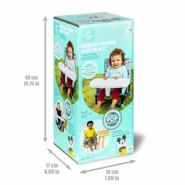 DISNEY BABY - MICKEY - Seggiolino auto pieghevole, portatile, da viaggio, leggero e facile da pulire, borsa per il trasporto inclusa.