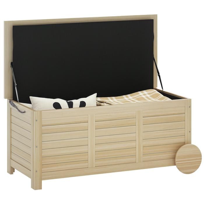 Caja de almacenamiento exterior Outsunny - 185 L - con ruedas y revestimiento interior - de madera - 110 x 50 x 50 cm - madera natural