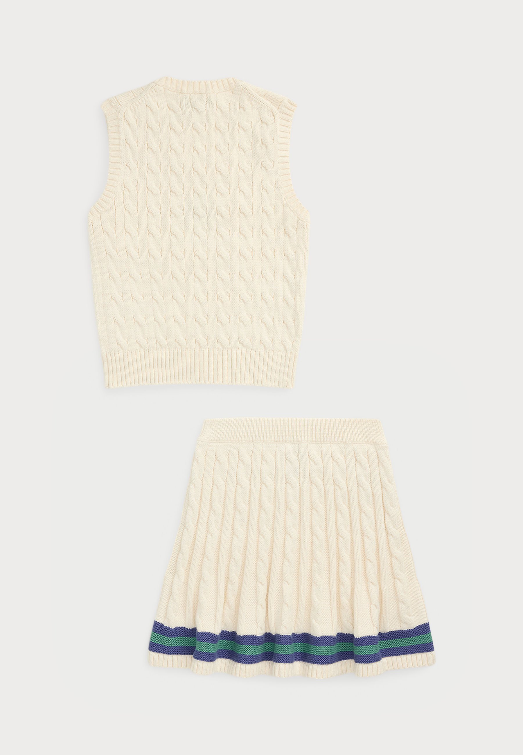 Polo Ralph Lauren katoenen mouwloze trui & rok set - A-lijn rok - cricket cream multi
