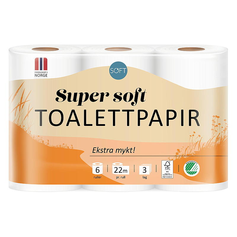 Blødt toiletpapir 6-pak superblødt