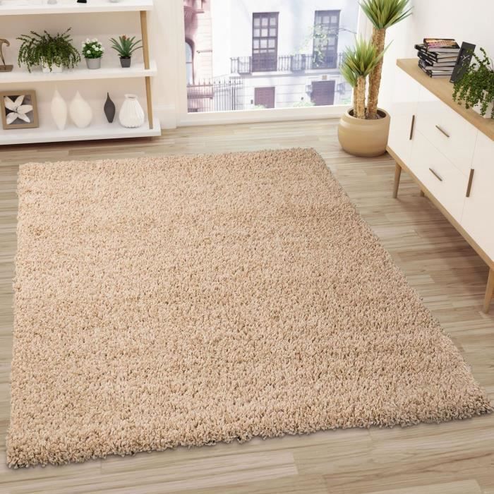 Alfombra - VIMODA - Prime Shaggy - 200x200 cm - Beige - Estilo contemporáneo
