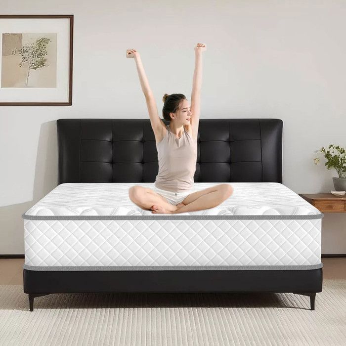 Colchón híbrido firme de 140x190 cm - Muelles + 26 cm de espuma viscoelástica | Certificado Oeko-TEX® | Para pieles sensibles y transpirable | Diseño ergonómico para el descanso