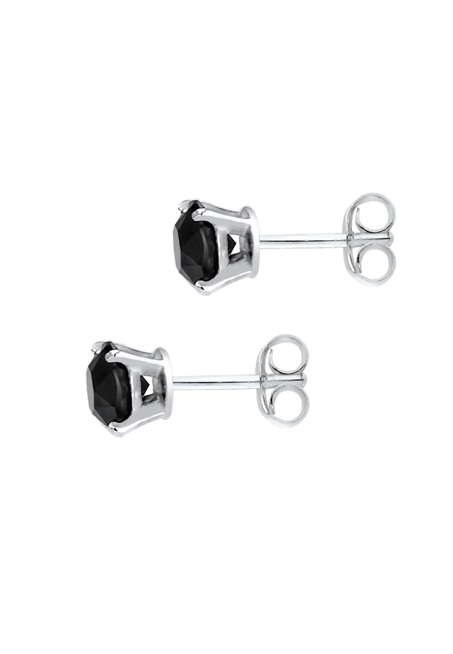 KUZZOI Géo Minimal Cristaux Noir Boucles d'Oreilles Hommes (925/1000) Argent