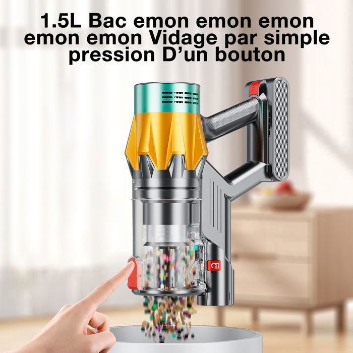Aspirateur Balai sans Fil Vulcanterre - V22 / 650 W - Autonomie 60  Min - 65 KPa  -  Tube Pliable -  Batterie Amovible