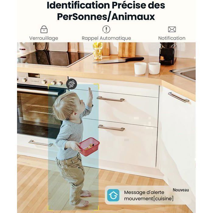 Cámara de seguridad WiFi cableada para interiores de 5 MP con audio bidireccional, sirena, alarma, PTZ de 360°, seguimiento automático y visión nocturna.