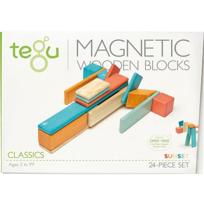 TEGU Sunset 24 palaa - Magneettiset puupalikat - Rakennussarja