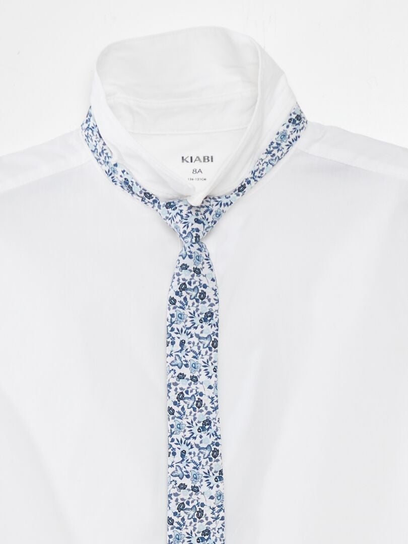 Conjunto de camisa e gravata de algodão - 2 peças - BRANCO
