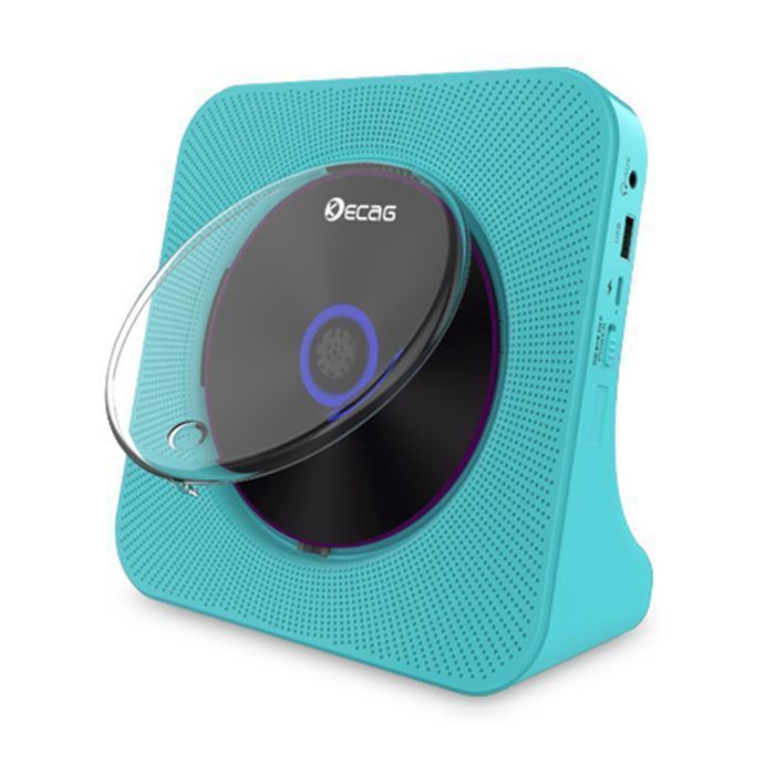 Lecteur CD Bluetooth Rétro - Lecteur CD Polyvalent Portable  - USB/AUX/FM -  Avec Télécommande - Rechargeable - 189x189x69mm - Bleu