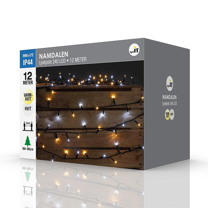 Light IT Lyskæde 240 LED Varmhvid/hvid, Namdalen
