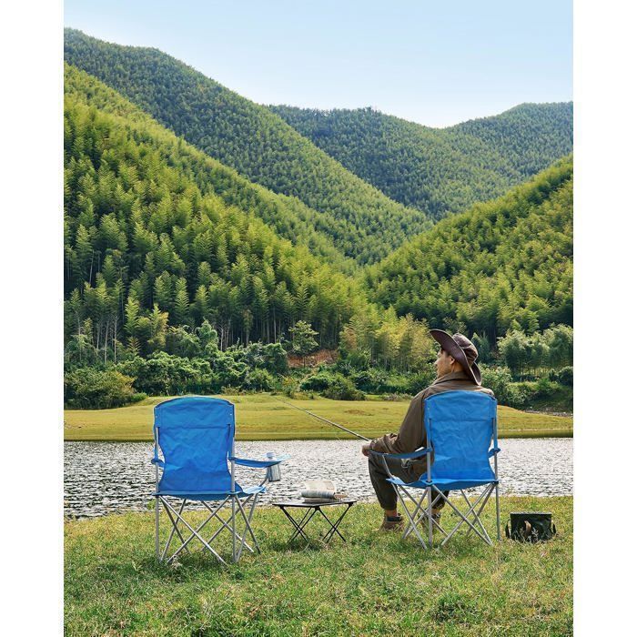 Juego de 2 sillas de camping SONGMICS - Cómodas - Estructura robusta - Carga máxima de 150 kg - Con portabotellas - GCB08BU