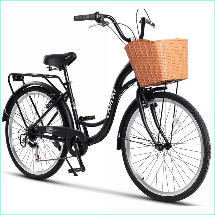 Bicicleta urbana Outdoor Bikes - Carpat - Aro 26, 7 velocidades Shimano, freio V-Brake, acessórios inclusos - Preta