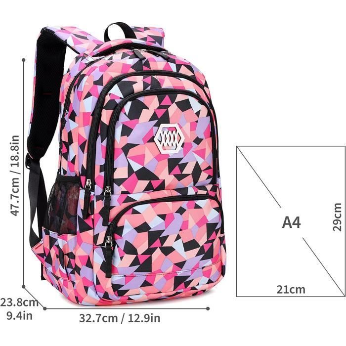 Girls' Schoolbag, Durable Waterproof Multifunctional Schoolbag, Backpack for Boys and Girls (Black)