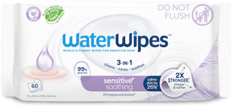 Lenços umedecidos suaves WaterWipes Soothing Clean para bebês