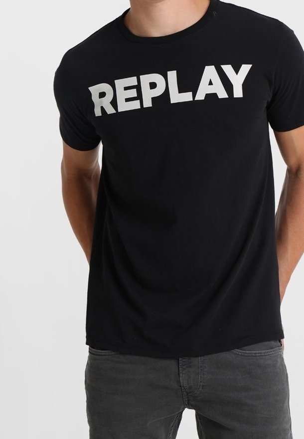 Replay Print T-shirt - zwart